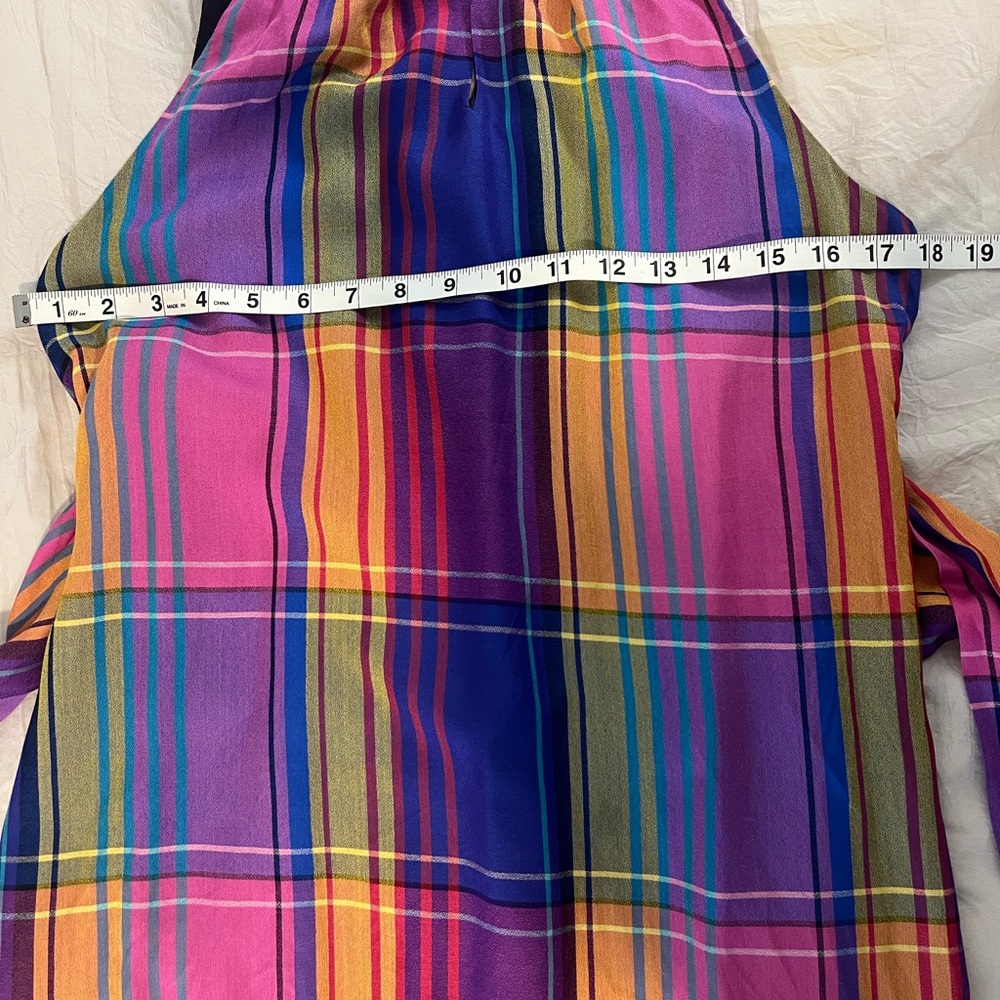 Ann Taylor Dress Madras Plaid Sleeveless Halter Tie Front Belt SZ 4 NWOT - Picture 8 of 9
